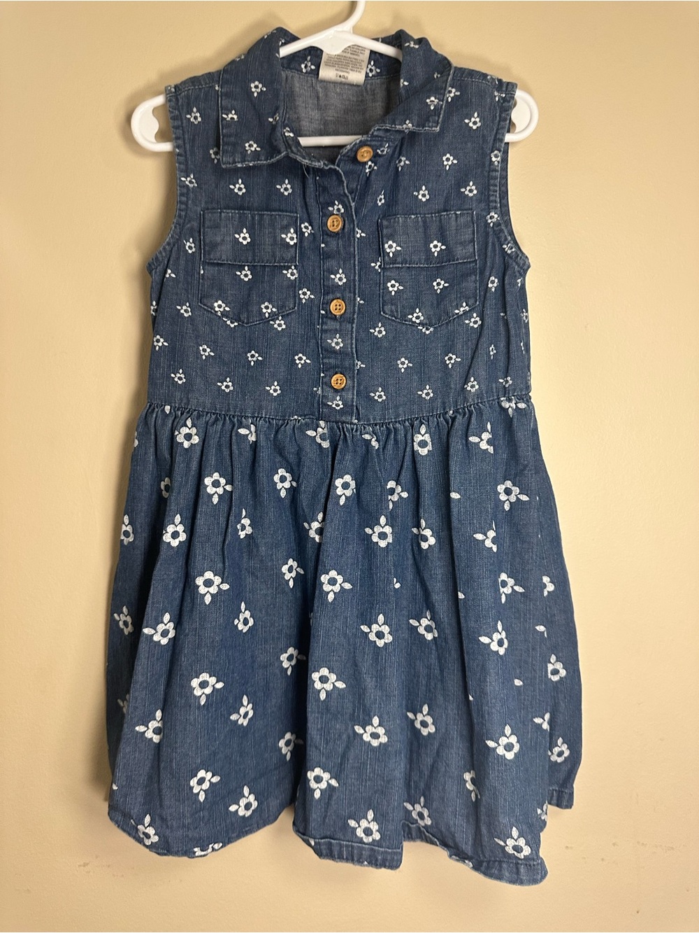 Wonderkids Blue Denim Floral Button-Front Dress